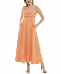 Taylor Women's Pleated Square Neck A-Line Dress