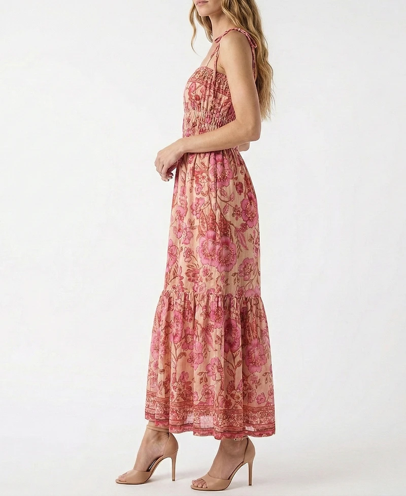 Taylor Women's Square Neck Floral Smocked Pull-On Dress