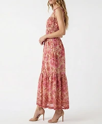 Taylor Women's Square Neck Floral Smocked Pull-On Dress