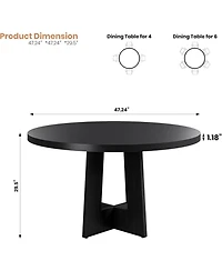 gaomon 47'' Round Dining Table for 4 to 6 People, Space Saving Pedestal Base Table for Kitchen