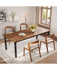 gaomon 79" Industrial Dining Table for 6–8, Rectangular Wood Kitchen Table with Heavy-Duty Metal Legs and Chamfer Design for Farmhouse Spaces