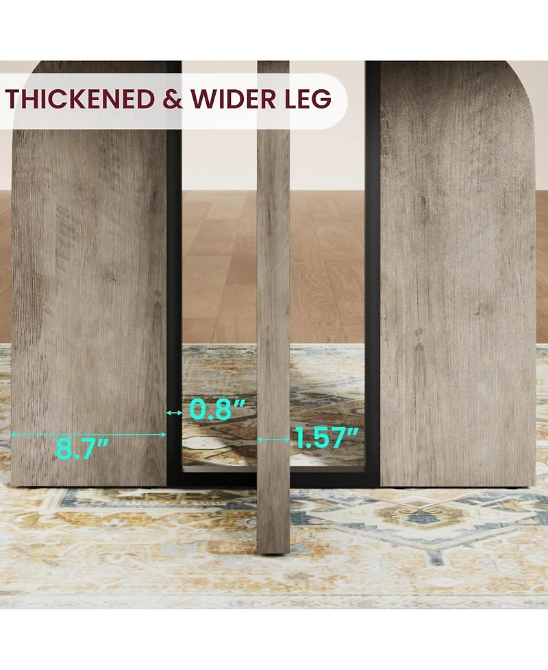 gaomon 47"-63" Extendable Dining Table for 4-8, Farmhouse Expandable Round Kitchen Table Transforms Into Oval, w/Arched Legs, Sturdy Metal Frame