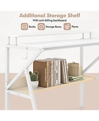 Slickblue Computer Desk with Monitor Stand and Storage Shelf, Space Saving for Work Study
