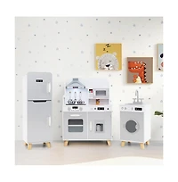 Hongge Kids Kitchen Playset 3 in 1 with Refrigerator and Washing Machine