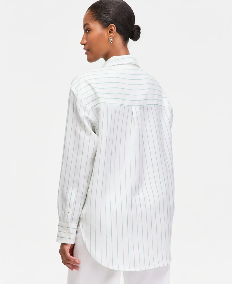 On 34th Women's Linen-Blend Relaxed Oversized Button-Down Shirt, Macy's Exclusive