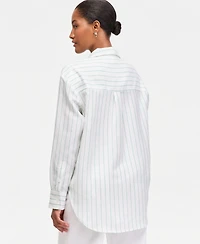 On 34th Women's Linen-Blend Relaxed Oversized Button-Down Shirt, Macy's Exclusive