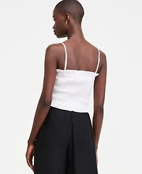On 34th Women's Linen Blend Smocked Cropped Tube Top, Macy's Exclusive