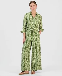 I.N.C. International Concepts Petite Printed Long Sleeve Button Front Blouse High Rise Wide Leg Pants Macys Exclusive