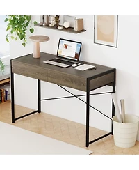 Gouun 44 in Home Office Computer Desk with 2 Drawers and Metal Frame