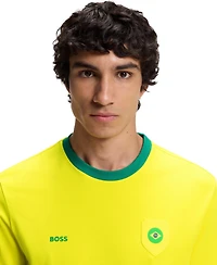 Boss by Hugo Men's Stretch-Cotton Brazil Country Flag Logo T-Shirt