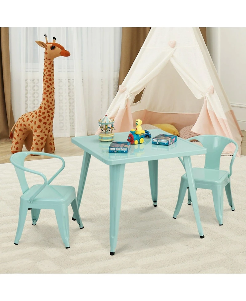 Gouun 27 in Kids Square Steel Activity Table for Playroom and School