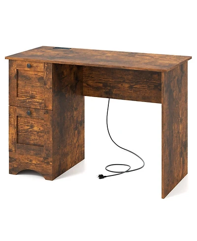 Gouun 43 in Computer Desk Workstation with 2 Drawers and Integrated Charging Station