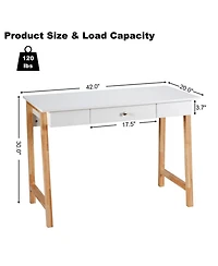 Gouun 42 in Writing Desk with Storage Drawer and Rubberwood Legs