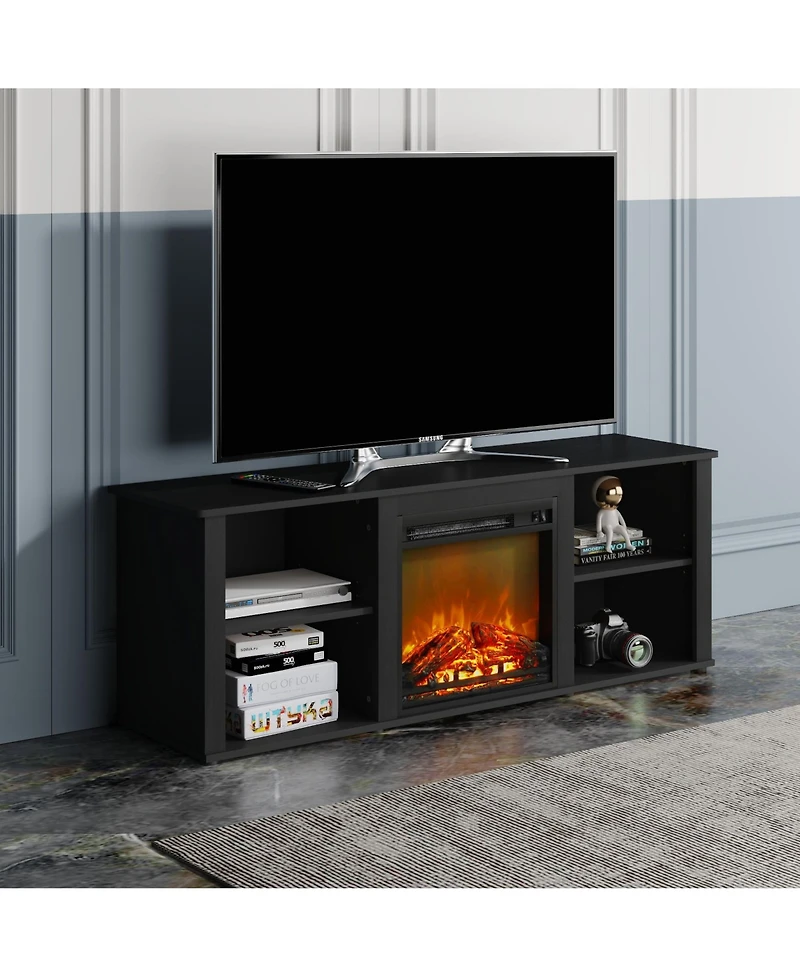 Homlux Modern Fireplace Tv Stand for TVs up to 65" with 1400W Electric Fireplace, Americano
