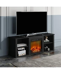 Homlux Modern Fireplace Tv Stand for TVs up to 65" with 1400W Electric Fireplace, Americano