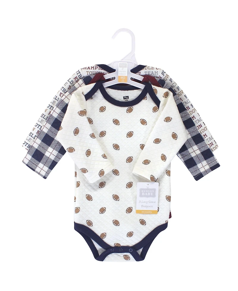 Hudson Baby Cozy Quilted Cotton Long-Sleeve Onesies