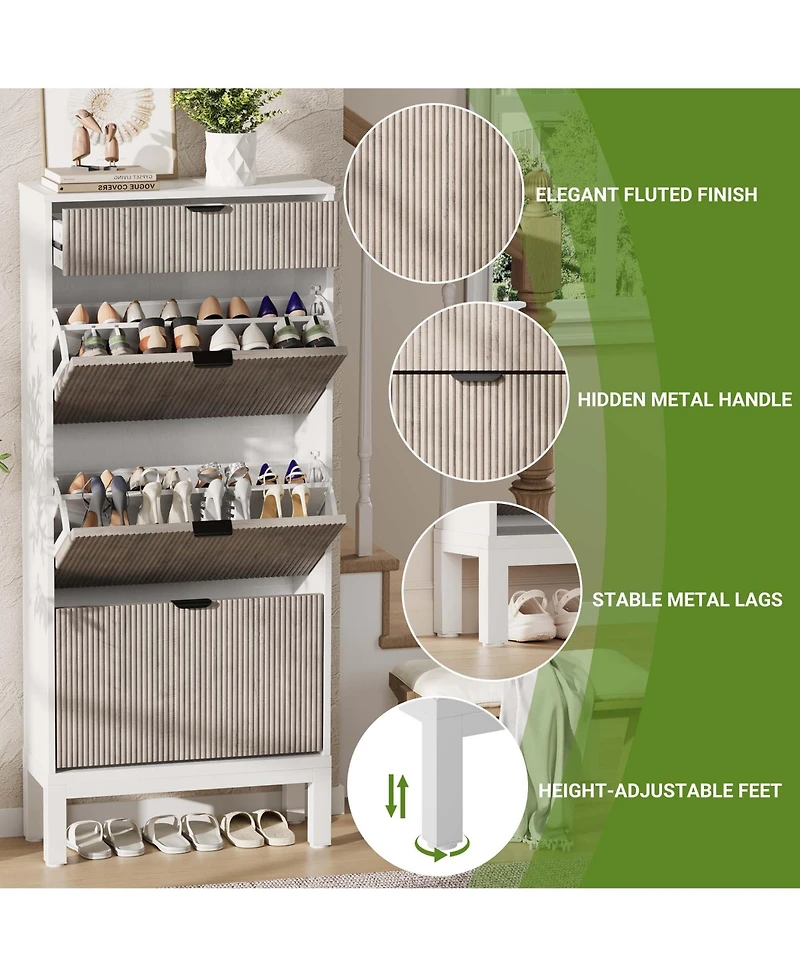 gaomon Shoe Storage Cabinet with Flip Drawers & Large Drawer