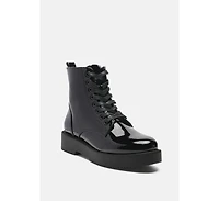 Womens rubble statement pu lace up ankle boots