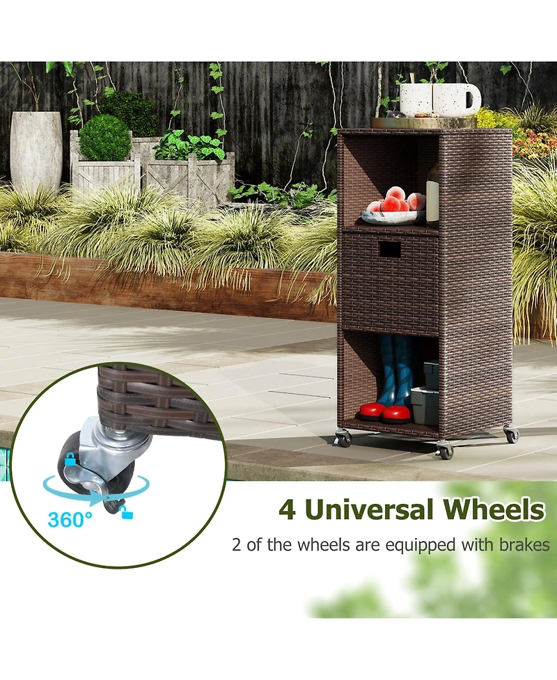 Sugift Outdoor Storage Cabinet with Drawer and Three Shelves