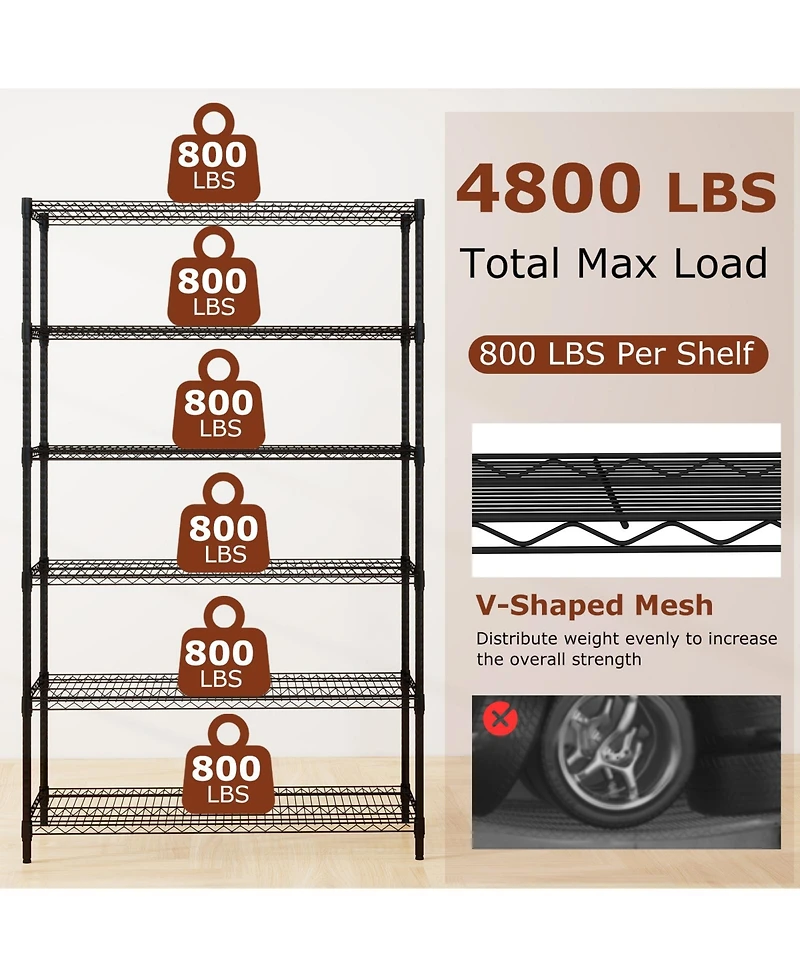 Sugift 6 Tier Metal Storage Shelving Unit for Home Garage Use