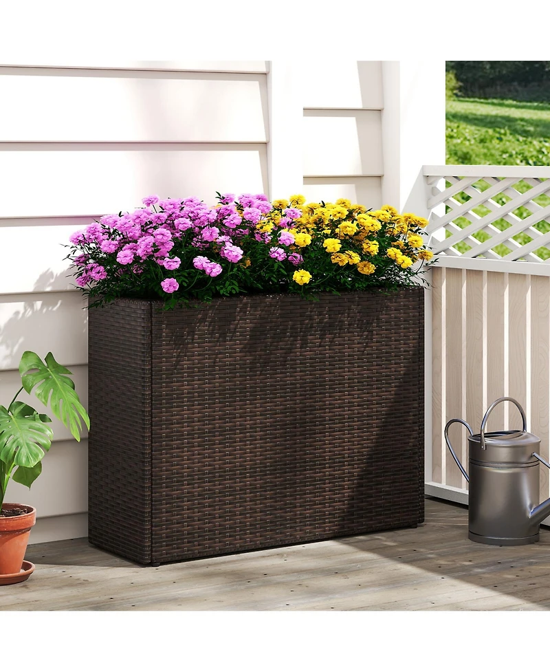 Sugift 24 in Tall Raised Garden Bed with Wicker Design and Liner