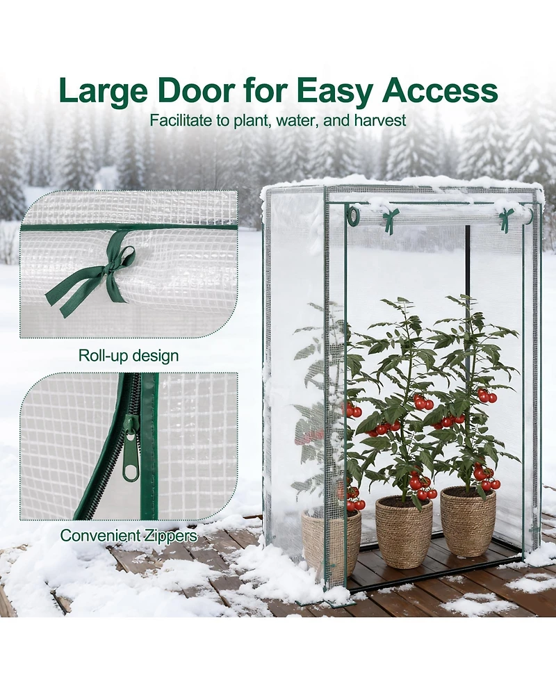 Sugift Portable Mini Greenhouse with Roll Up Zippered Door
