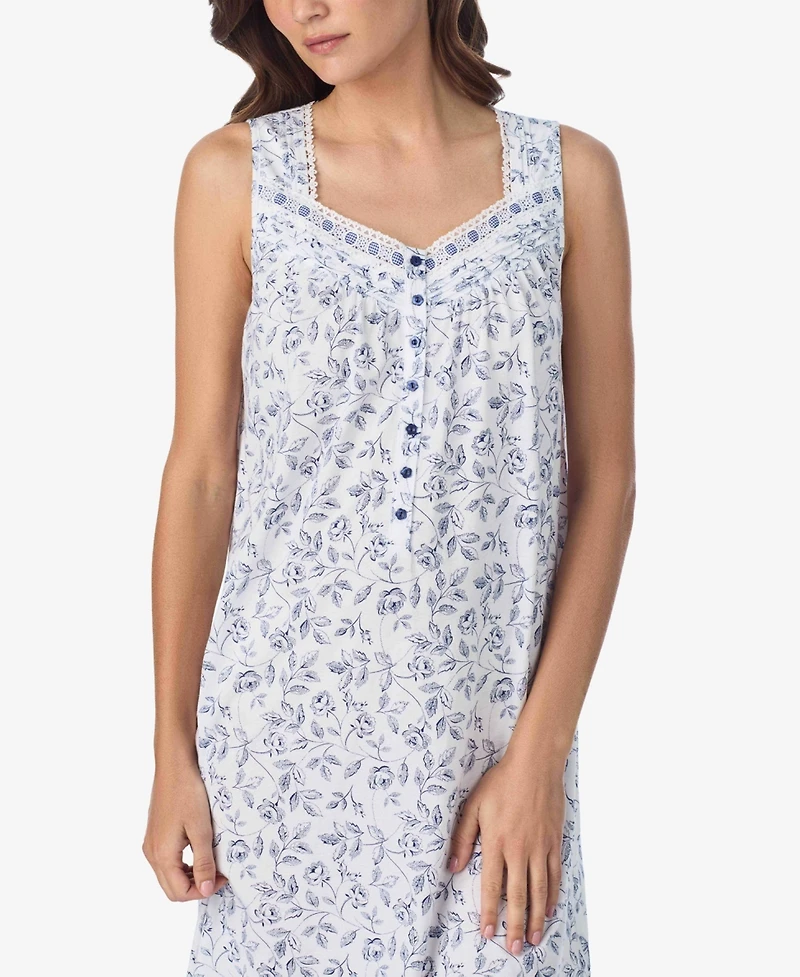 Eileen West Women's Floral Print Sleeveless Short Chemise