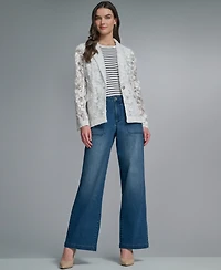 Karl Lagerfeld Paris Women's Long-Sleeve Collared Laced Blazer