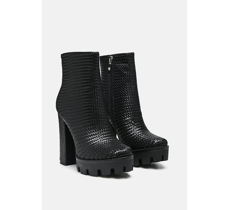 Moleski Textured Block Heeled Boots