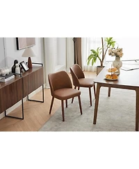 Dining Chair Set of 4, Linen Upholstered with Solid Wood Legs, Wing Backrest, Wooden Kitchen