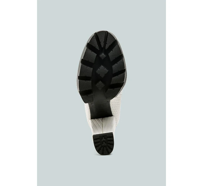 Moleski Textured Block Heeled Boots