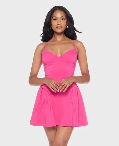 Alex & Sophia Juniors' Sweetheart Neck Criss-Cross Strap Dress