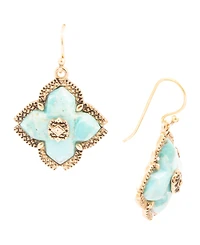 Barse Blue Turquoise Maltese Golden Cross Earrings