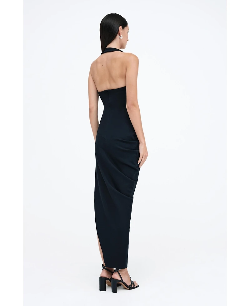 Marcella Women's Gallery Asymmetric-Drape Halter Open-Back Side-Slit Maxi Dress