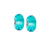 Bling Jewelry Set of 2 Faceted Murano Glass Charm Bead with Sterling Silver Core