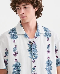 Sun + Stone Men's Michael Linen & Cotton Printed Camp Shirt, Macy's Exclusive