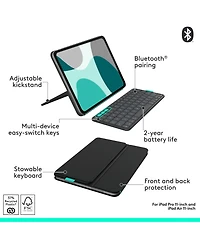 Logitech Folio Touch iPad Keyboard Case with Trackpad and Smart Connector for iPad Air 11-inch (M2 & M3), iPad Air (4th & 5th gen), Graphite
