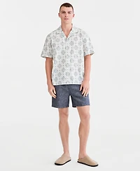 Sun & Stone Men's Linen Cotton Printed Camp Shirt, Macy's Exclusive