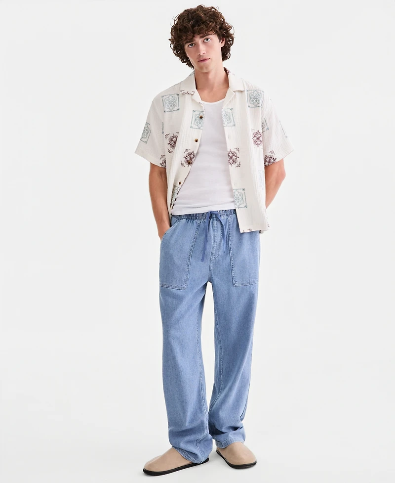 Sun + Stone Men's Pipeline Light-Wash Loose-Fit Pull-On Jeans, Macy's Exclusive