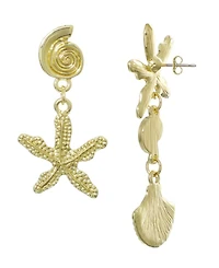 Adornia Gold Starfish and Shell Drop Earrings