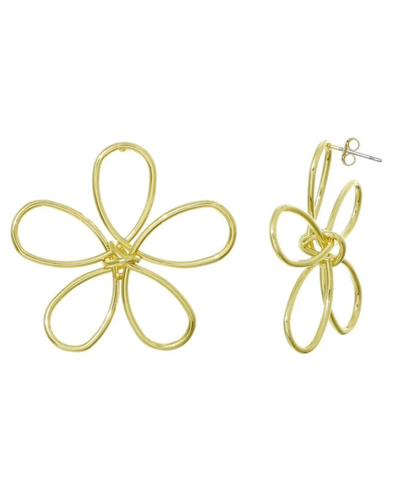 Adornia Gold Oversized Flower Outline Statement Earrings