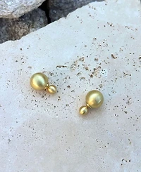 Adornia Gold Matte Finish Double Ball Earrings