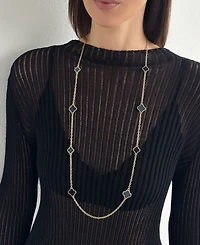 Adornia Gold 36" Black Flower Station Necklace