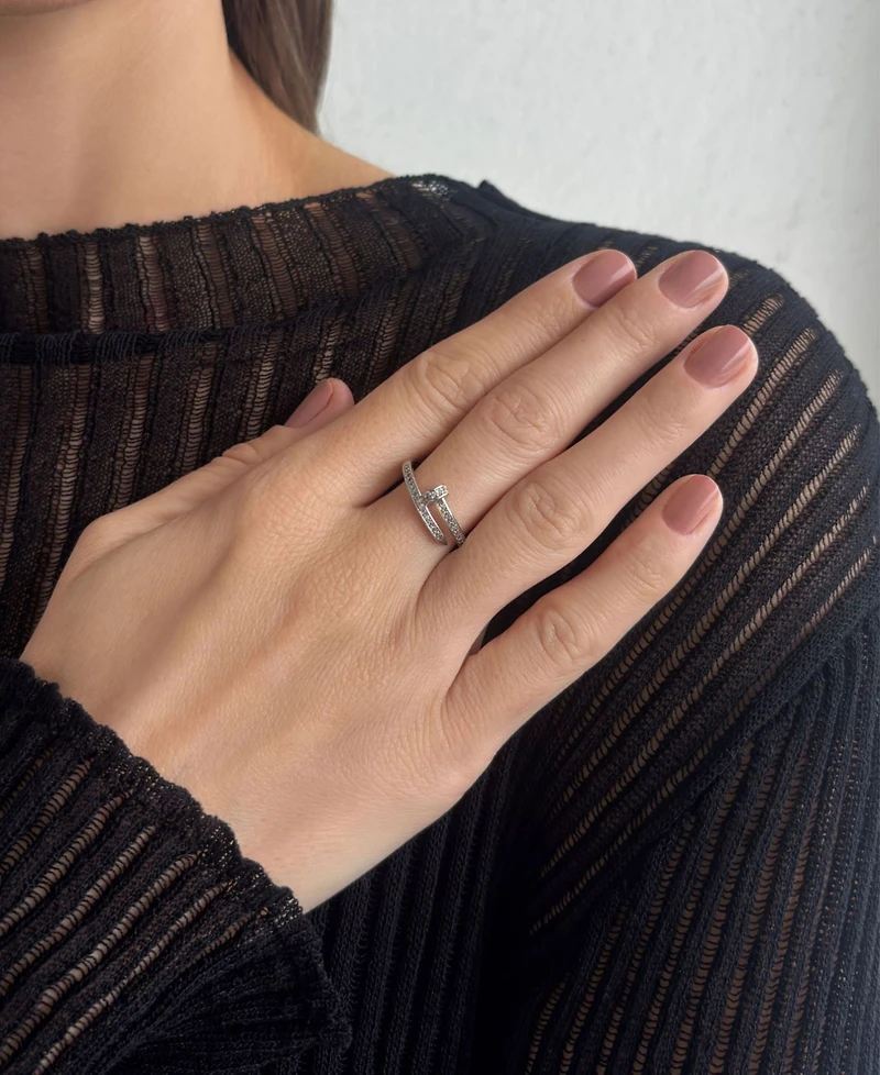 Adornia Cz Silver Nail Band Ring