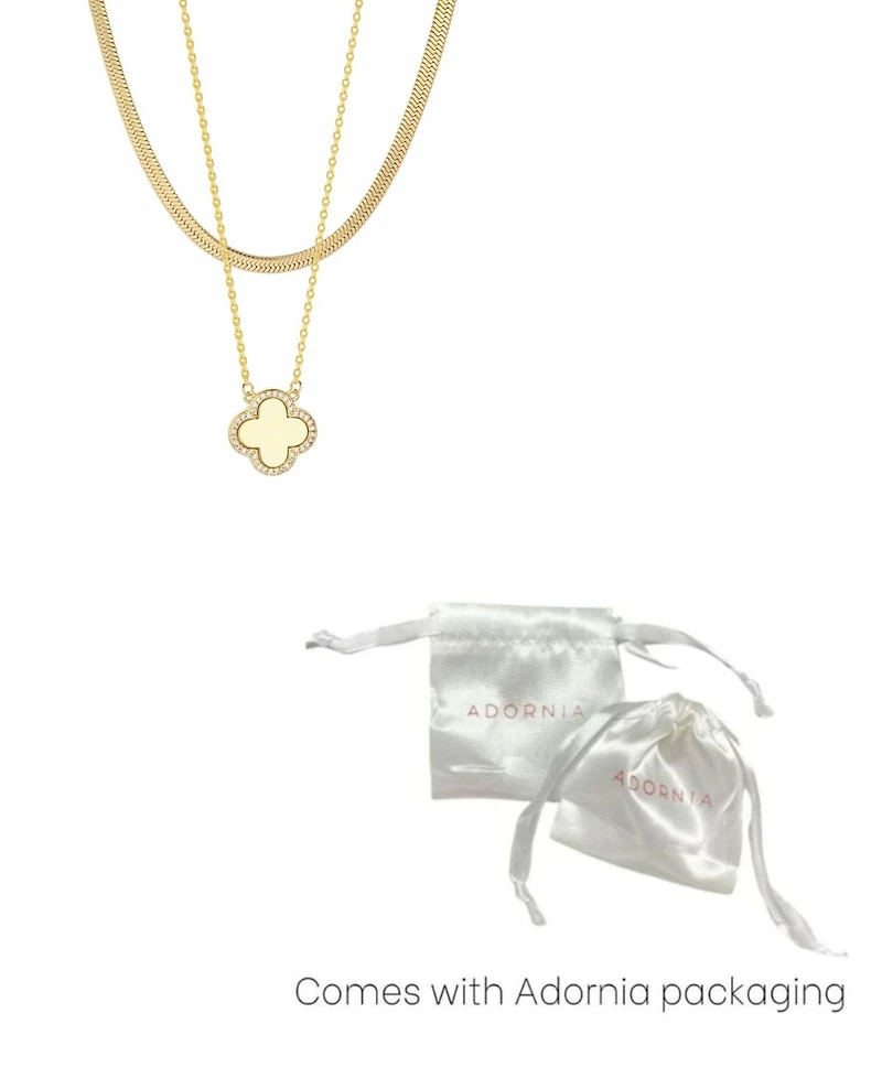 Adornia Gold 2-Piece Clover Pendant and Chain Necklace Set