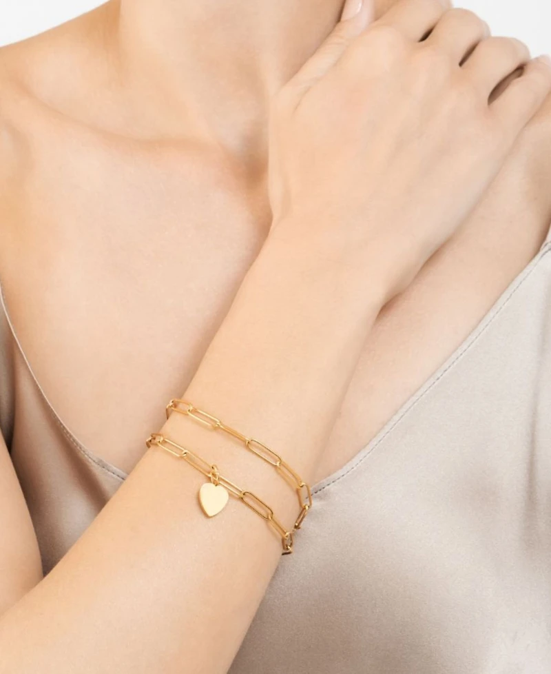 Adornia Gold 2-Piece Paperclip Heart Chain Necklace and Bracelet Set