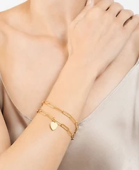 Adornia Gold 2-Piece Paperclip Heart Chain Necklace and Bracelet Set