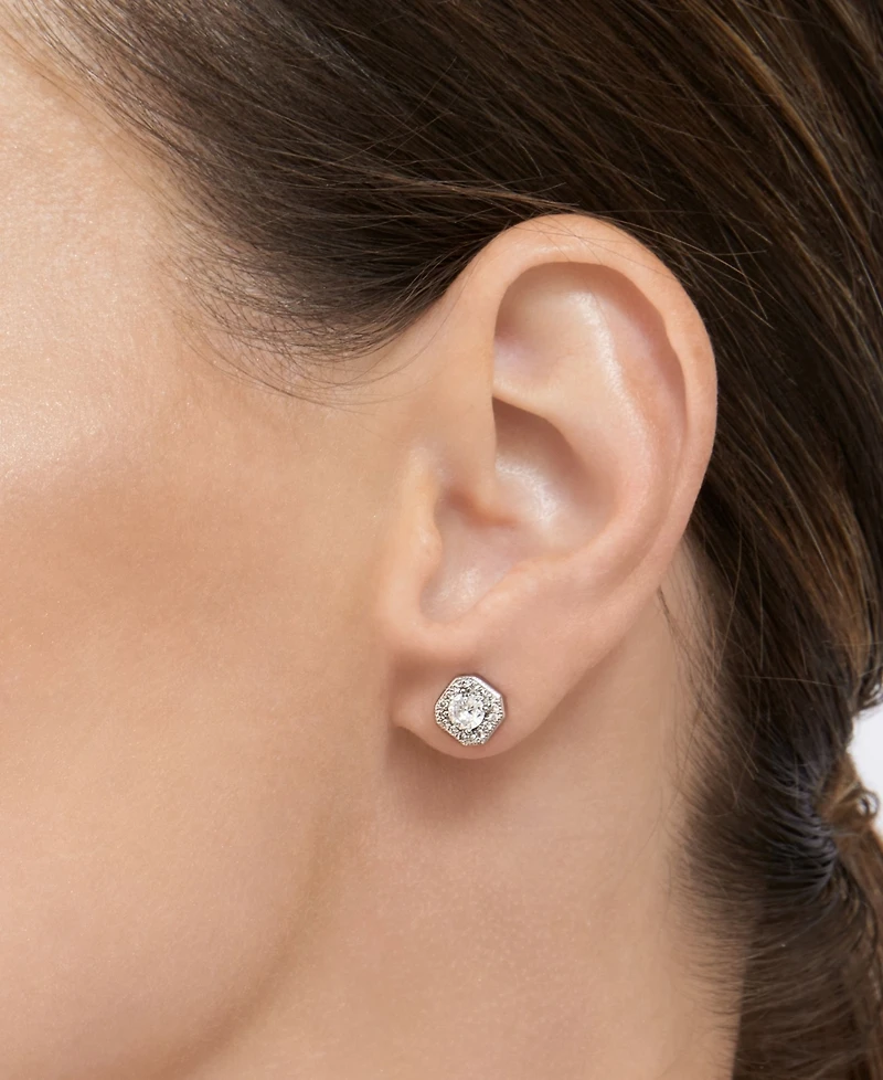 Adornia Silver 2-Piece Halo Stud Earrings Set