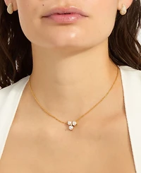 Adornia Freshwater Pearl Gold 2-Piece Clover Pendant Necklace Set