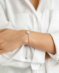 Adornia Silver 2-Piece Clover Cuff and Bolo Bracelet Set